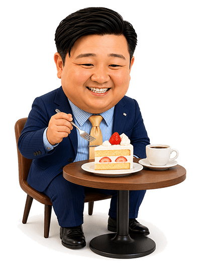 ケーキを前にした遊佐